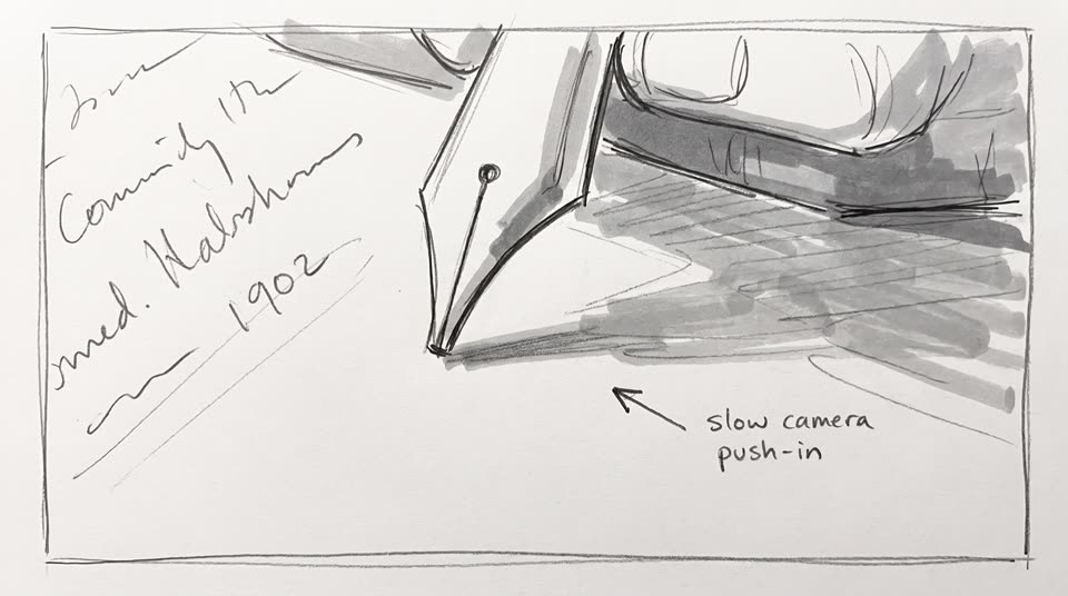 Storyboard-Skizze Die Unterschrift