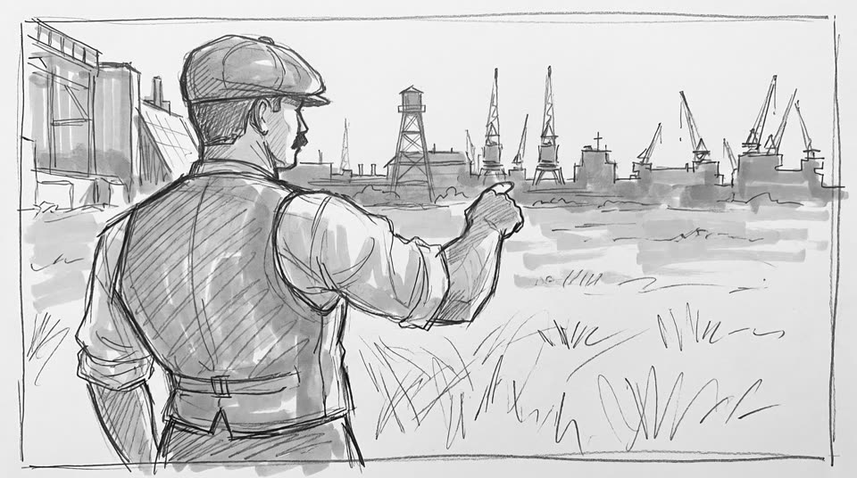 Storyboard-Skizze Die leere Wiese