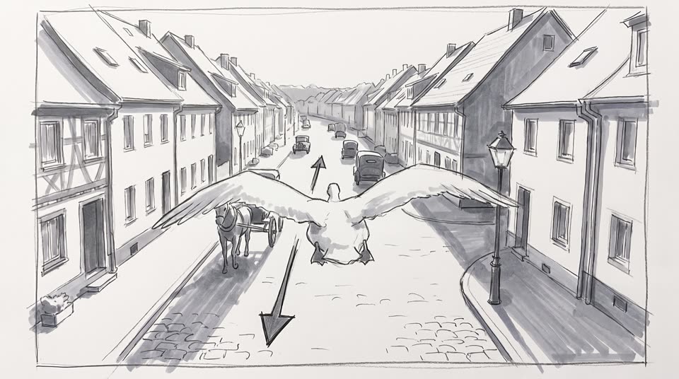 Storyboard-Skizze Der Flug